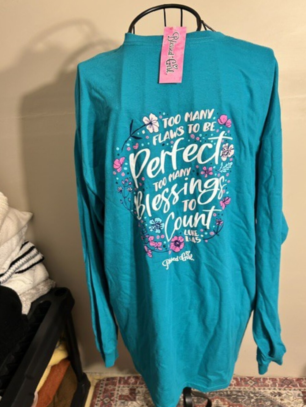 NEW graphic Blessed girl size xxl womens tee t blue floral graphic tee t shirt 2